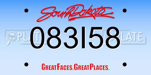083I58 South Dakota License Plate