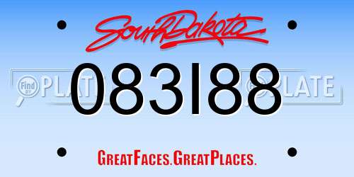 083I88 South Dakota License Plate