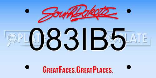 083IB5 South Dakota License Plate