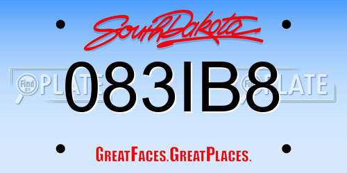 083IB8 South Dakota License Plate