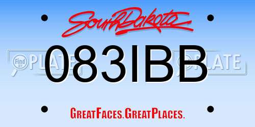 083IBB South Dakota License Plate
