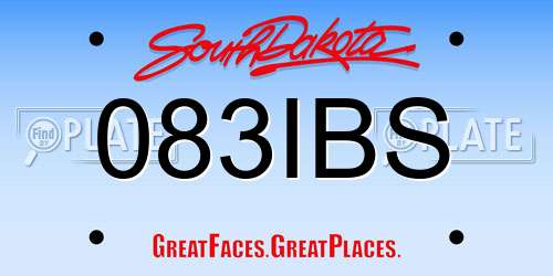 083IBS South Dakota License Plate