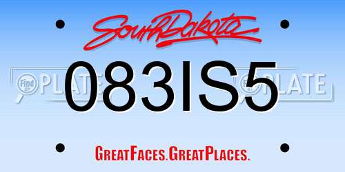 083IS5 South Dakota License Plate