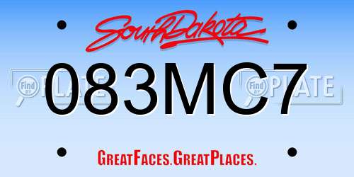 083MC7 South Dakota License Plate