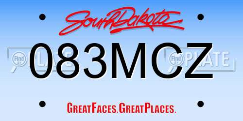 083MCZ South Dakota License Plate