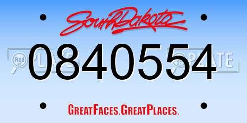 0840554 South Dakota License Plate