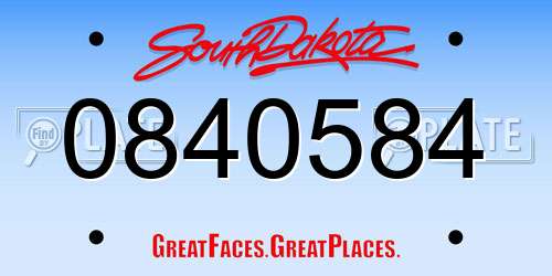 0840584 South Dakota License Plate