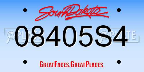 08405S4 South Dakota License Plate