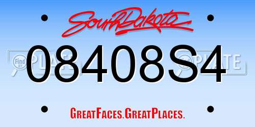 08408S4 South Dakota License Plate