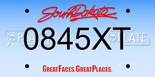 0845XT South Dakota License Plate