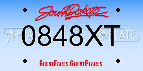 0848XT South Dakota License Plate