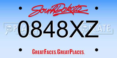0848XZ South Dakota License Plate