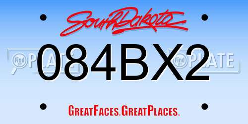 084BX2 South Dakota License Plate