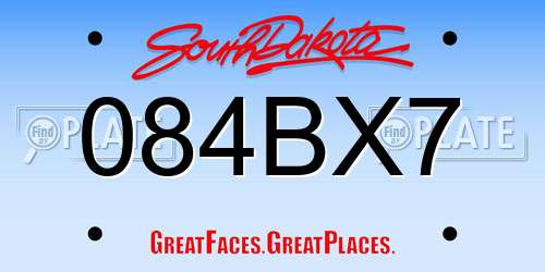 084BX7 South Dakota License Plate