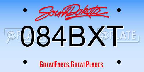 084BXT South Dakota License Plate