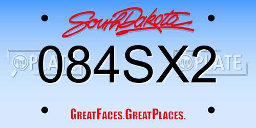 084SX2 South Dakota License Plate