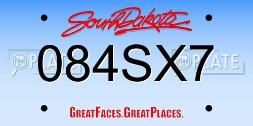 084SX7 South Dakota License Plate