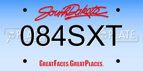 084SXT South Dakota License Plate