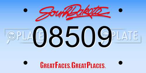 08509 South Dakota License Plate