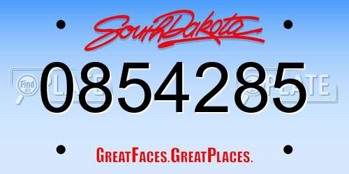 0854285 South Dakota License Plate