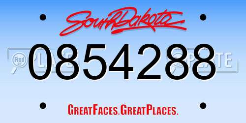 0854288 South Dakota License Plate