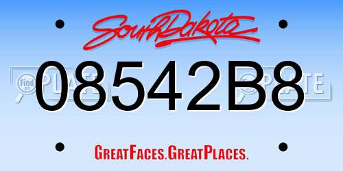 08542B8 South Dakota License Plate