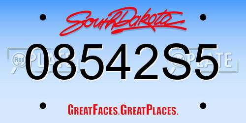 08542S5 South Dakota License Plate