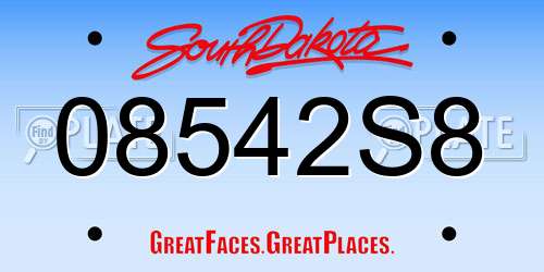 08542S8 South Dakota License Plate