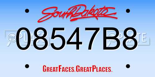 08547B8 South Dakota License Plate