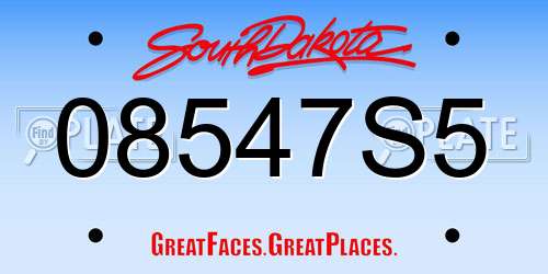 08547S5 South Dakota License Plate