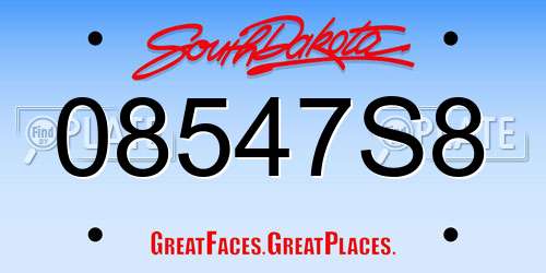 08547S8 South Dakota License Plate