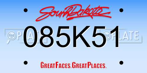 085K51 South Dakota License Plate
