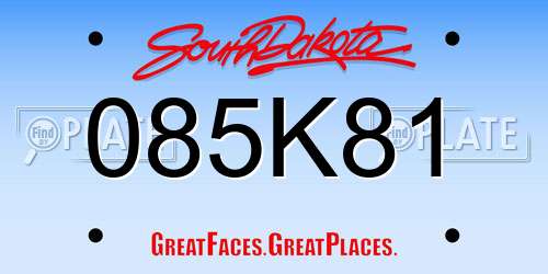 085K81 South Dakota License Plate