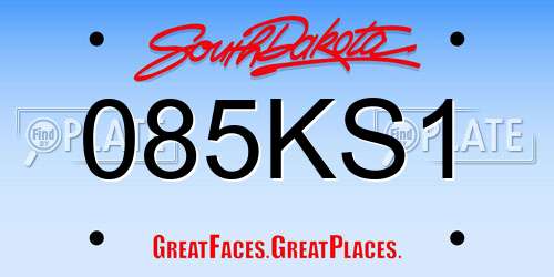 085KS1 South Dakota License Plate
