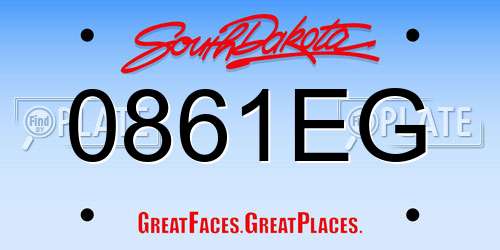 0861EG South Dakota License Plate