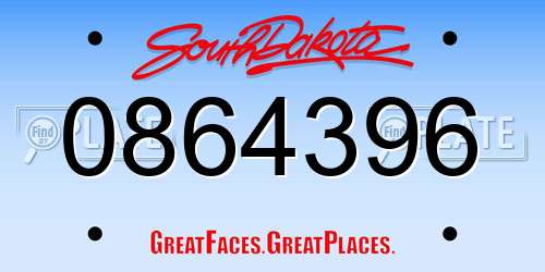 0864396 South Dakota License Plate