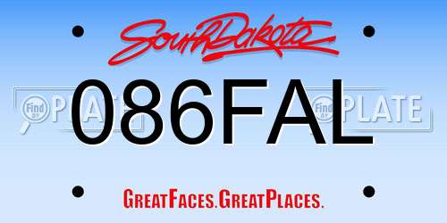086FAL South Dakota License Plate