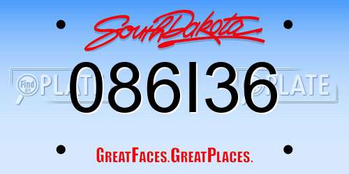086I36 South Dakota License Plate