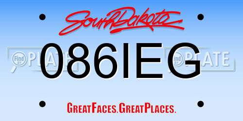 086IEG South Dakota License Plate