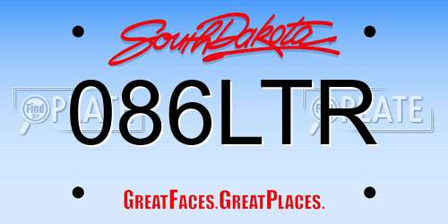 086LTR South Dakota License Plate