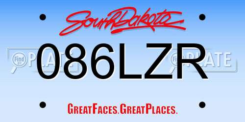 086LZR South Dakota License Plate