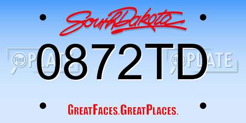 0872TD South Dakota License Plate