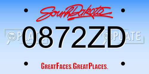 0872ZD South Dakota License Plate