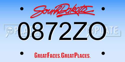 0872ZO South Dakota License Plate