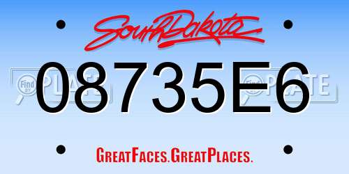 08735E6 South Dakota License Plate