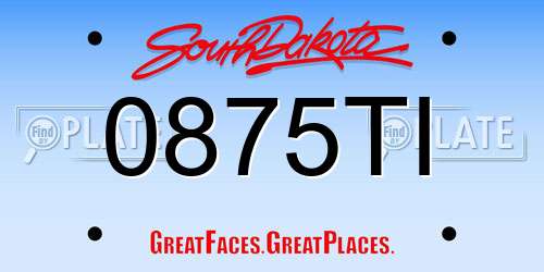 0875TI South Dakota License Plate