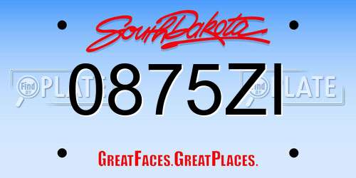 0875ZI South Dakota License Plate