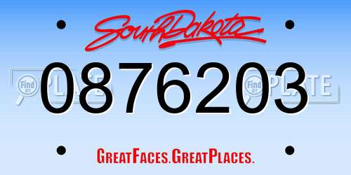 0876203 South Dakota License Plate
