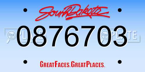 0876703 South Dakota License Plate