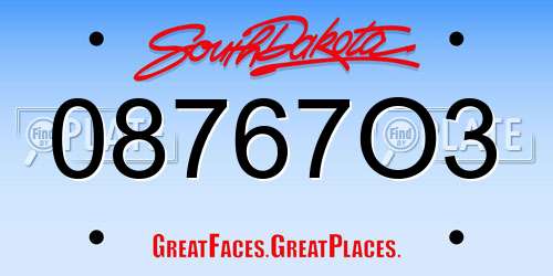 08767O3 South Dakota License Plate